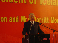 President is delivering a lecture in party.